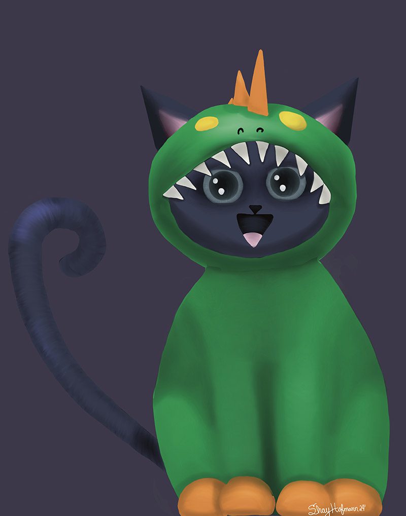 Dino Kitty digital painting